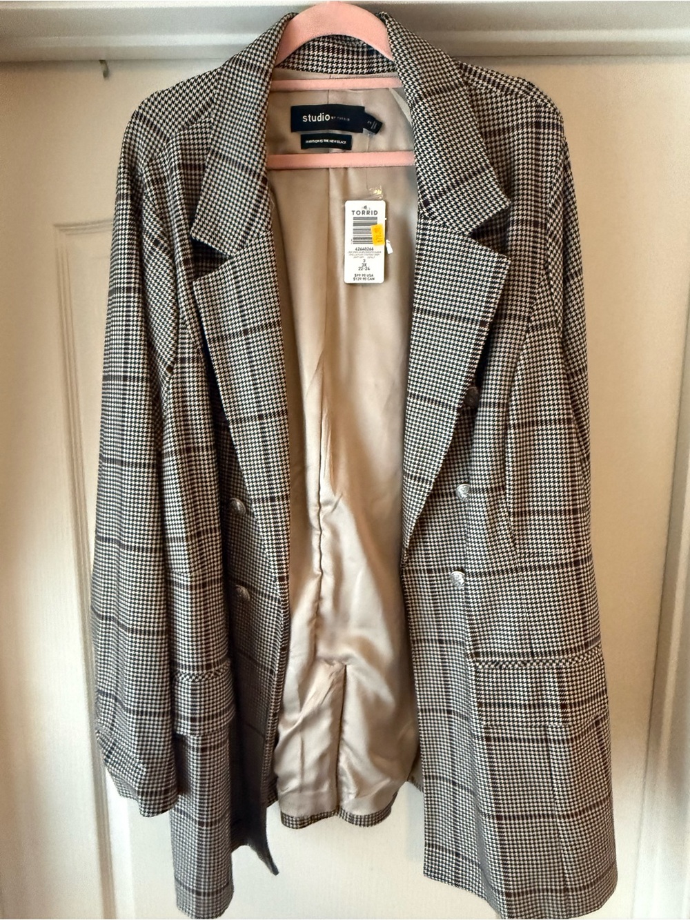 Studio by Torrid Plaid Blazer in Black and White